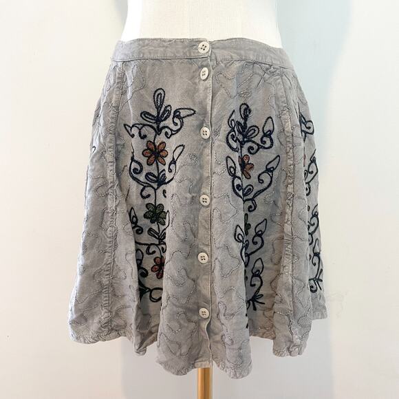 Vintage 90s Y2K Boho Fairy Grunge Embroidered Floral Cottagecore Skirt Sz S/M - Picture 1 of 6